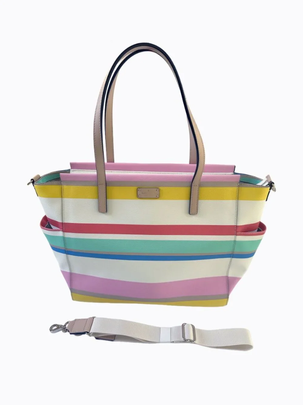 Kate Spade Grove Street Kaylie Striped Tote Bag Multi Large Travel Carryall Chic